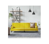 Canape convertible 2 places en velours jaune 89 x 205 x 70 cm