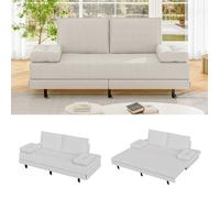 Canapé Convertible 2 Places - Espace Modulable - Couchage 90/180x200 cm - Banquette-Lit avec Système Dépliant Facile, Tissu Blanc