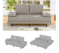 Canapé Convertible 2 Places - Espace Modulable - Couchage 90/180x200 cm - Banquette-Lit avec Système Dépliant Facile, Tissu Gris