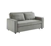Canapé convertible 2 places gris clair velours côtelé. banquette. lit
