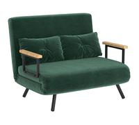 HOMCOM Canapé Convertible 2 Places 4 en 1, canapé-lit avec Dossier réglable sur 5 Niveaux, 2 Coussins et siège rembourré, Tissu Effet Velours, pour Salon, Chambre d'amis, Petit Espace, Vert