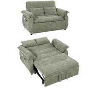 Canapé convertible 2 places - HOMCOM - dossier réglable, assise large, 2 oreillers - velours - 137 x 91 x 96 cm - vert clair