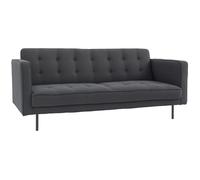 Canapé convertible 2 places style Chesterfield capitonné dossier inclinable 3 positions tissu gris foncé