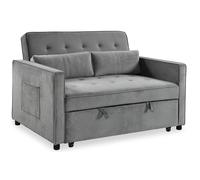 Canapé Convertible 2 Places Velours ""Léa"" 133cm Gris