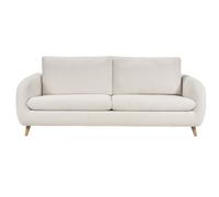 Canapé convertible 3-4 places en tissu effet velours beige avec matelas 10 cm LEANDRE