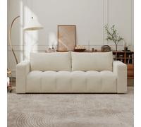 Canapé convertible 3 places avec coffre en bouclette beige CANTERBURY