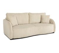 Canapé convertible 3 places - BARI - Velours cotelé - Perle - Coffre de rangement - 215 x 89 x 100 cm