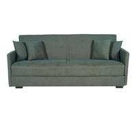 Canapé convertible 3 places - BIANCA - Tissu vert foncé - 4 coussins - Coffre de rangement - 204 x 92 x 91 cm