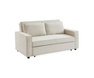 Canapé convertible 3 places blanc crème velours côtelé. banquette. lit