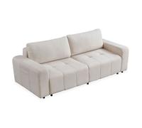 Menzzo Canapé convertible 3 places «Amos» bouclette 239 cm crème