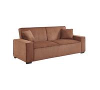 sweeek Canapé convertible 3 places camel velours côtelé L 231 x P 965 x H 80cm Camel