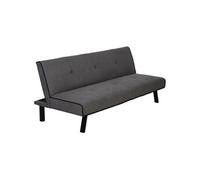 Canapé convertible 3 places canapé-lit avec dossier inclinable réglable piètement métal noir tissu gris