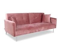 Menzzo Canapé convertible 3 places Carla - velours rose, design contemporain, moelleux