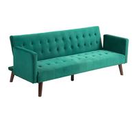 Canapé lit convertible - HOMCOM - 3 places - canapé élégant en tissu capitonné avec pieds en bois - vert