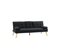Canapé convertible 3 places design scandinave inclinaison dossier réglable 3 niveaux dossier centrale rabattable 2 porte-verres bois peuplier