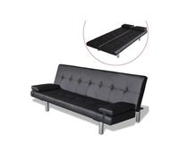 Canape convertible 3 places en simili-cuir noir 168 x 168 x 66 cm