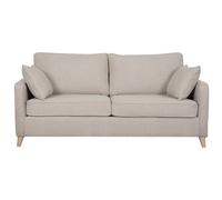 Canapé convertible scandinave 3 places en tissu beige et bois clair avec matelas 10 cm PAPEL - L180xP102xH77