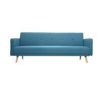 Canapé convertible scandinave 3 places en tissu bleu et bois clair ULLA