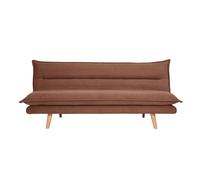 Canapé convertible 3 places en tissu chenille terre brûlée et bois clair BINGO