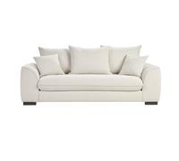 Canapé convertible 3 places en tissu effet velours beige avec matelas 12 cm ARMAND