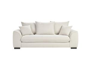 Canapé convertible 3 places en tissu effet velours beige avec matelas 12 cm ARMAND