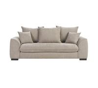 Canapé convertible 3 places en tissu effet velours taupe avec matelas 12 cm ARMAND