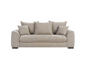 Canapé convertible 3 places en tissu effet velours taupe avec matelas 12 cm ARMAND