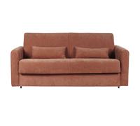 Canapé convertible 3 places en tissu effet velours terre brûlée avec matelas 13 cm LETTO