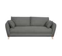 Canapé convertible 3 places en tissu gris anthracite et bois clair creep