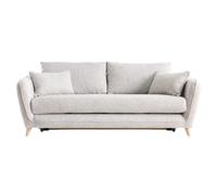Miliboo - Canapé convertible scandinave 3 places en tissu gris clair chiné et bois clair avec matelas 10 cm CREEP