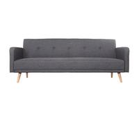 Canapé convertible scandinave 3 places en tissu gris foncé et bois clair ULLA