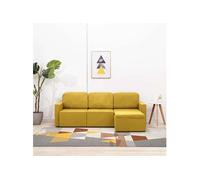 Canape convertible 3 places en tissu jaune 72.5 x 216 x 72 cm