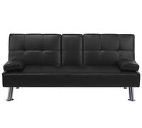 Canapé convertible 3 places en tissu noir ROXEN