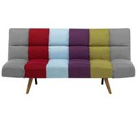 Canapé convertible 3 places en tissu patchwork multicolore INGARO