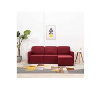 Canape convertible 3 places en tissu rouge 72.5 x 216 x 72 cm