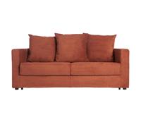 Canapé convertible 3 places en tissu velours côtelé terracotta avec matelas 13 cm BACIO
