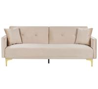 Canapé convertible 3 places en velours beige LUCAN