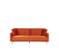 Canapé Convertible 3 Places En Velours Orange Lucan Vert