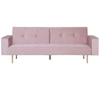 Canapé convertible 3 places en velours rose VISNES