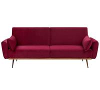 Beliani - Canapé Convertible - Eina - Velours, Rouge Bordeaux
