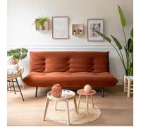 Happy Garden Canapé 3 places convertible Anatole velours terracotta – Lit d'appoint 2 pers. vintage