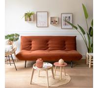 Happy Garden Canapé 3 places convertible Anatole velours terracotta – Lit d'appoint 2 pers. vintage