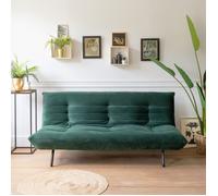 Happy Garden Canapé convertible ANATOLE 3 places velours vert – Lit d'appoint 2 personnes