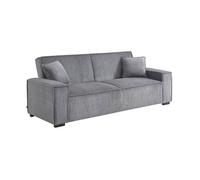 sweeek - Canapé Convertible 3 Places Gris Clair Velours côtelé L 231 x P 96.5 x H 80cm