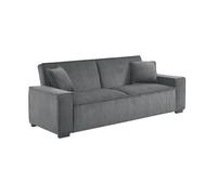 sweeek - Canapé Convertible 3 Places Gris foncé Velours côtelé L 231 x P 96.5 x H 80cm