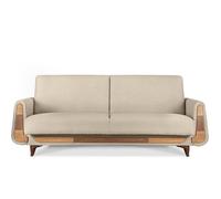 Canapé convertible 3 places GUSTAVO, en Velours, Blanc creme