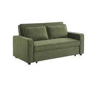Canapé convertible 3 places kaki velours côtelé. banquette. lit
