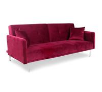 MENZZO Canapé convertible clic-clac 3 places Carla Velours Rouge -Canapé : L191 x P92 x H77 cmCanapé-lit : L191 x P102 x H37
