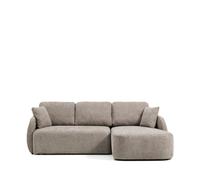 Canapé convertible 3 places Laira en chenille gris tourterelle avec méridienne droite 246 cm FSC Mix Credit