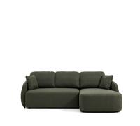Canapé convertible 3 places Laira en chenille vert foncé avec méridienne droite 246 cm FSC Mix Credit